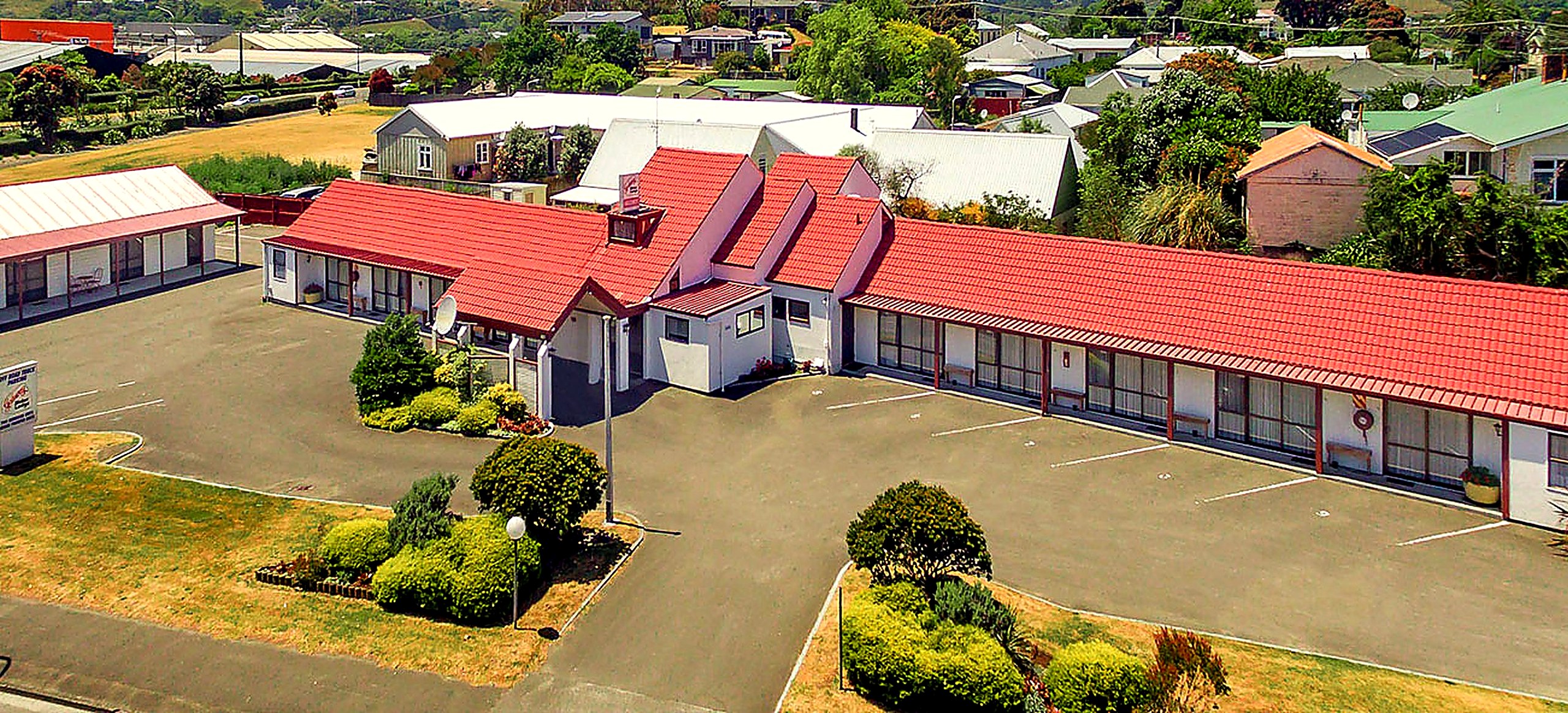 The Gateway MotorLodge property on Heads Road, Whanganui, seen from above
